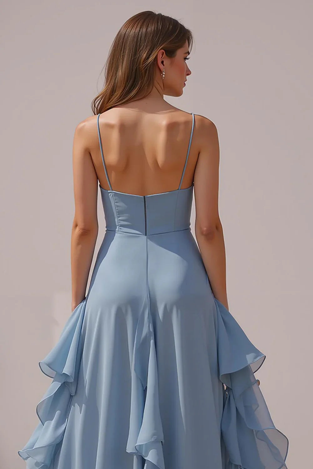Timeless Special Occasion Elegant Light Blue Chiffon V-Neck Sleeveless Floor-Length Prom Dress