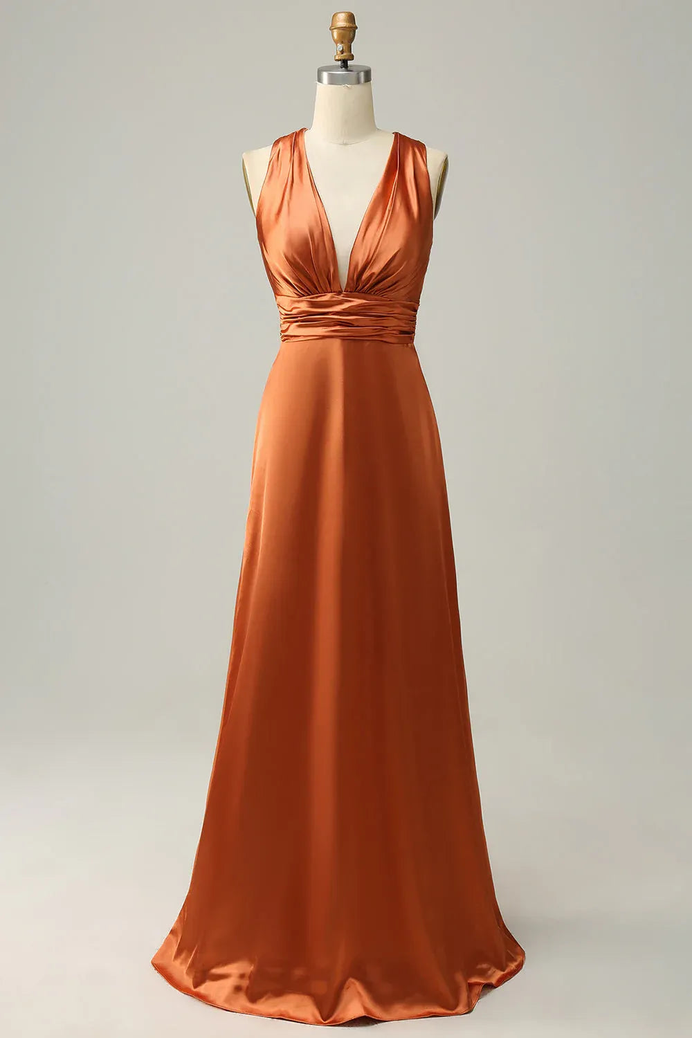 Sophisticated Graceful Stylish Refined Beautiful Timeless Elegant Satin Sleeveless Floor-Length Prom Dress