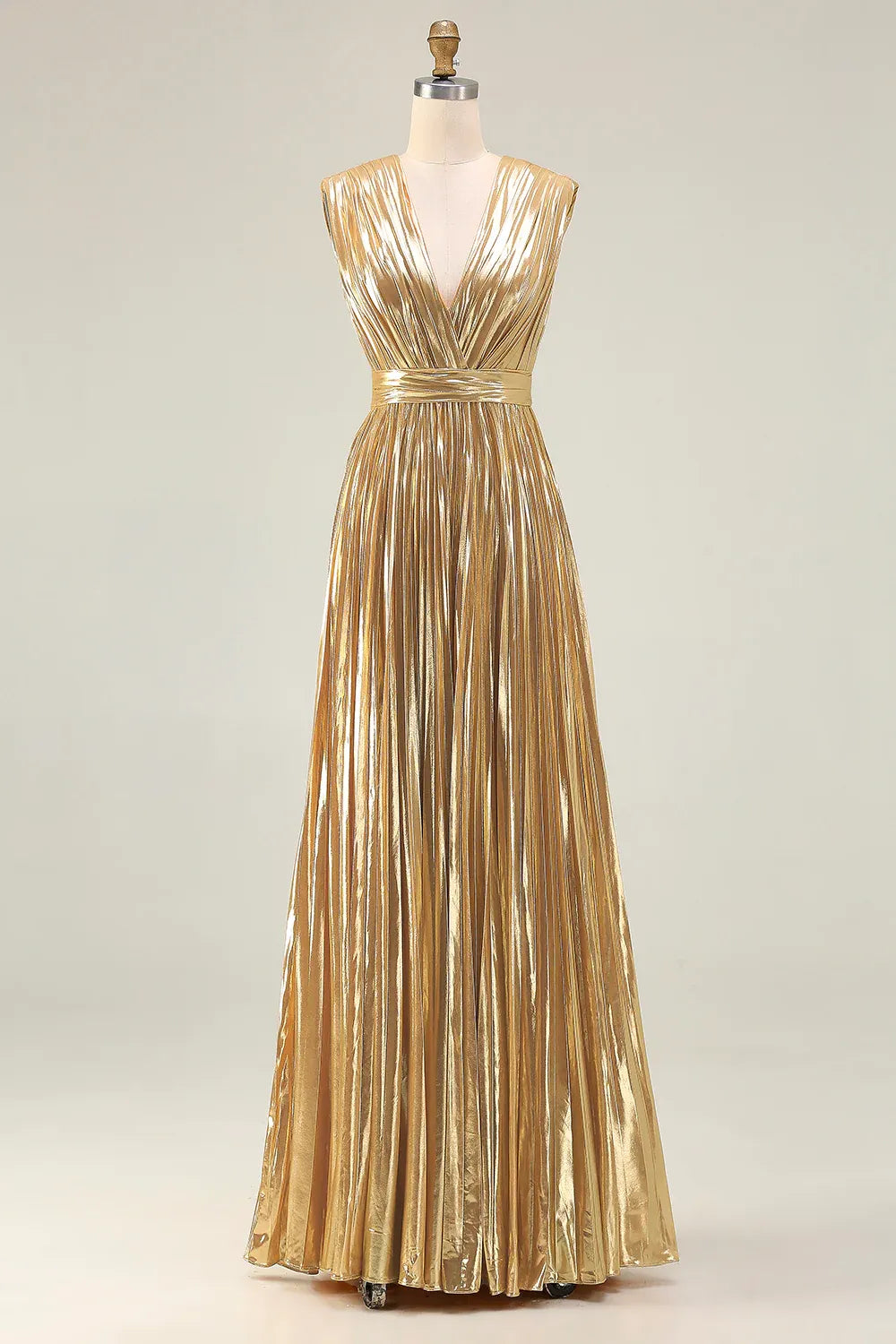Timeless Special Occasion Sophisticated Graceful Stylish Elegant Gold Sleeveless Floor-Length Prom Dress