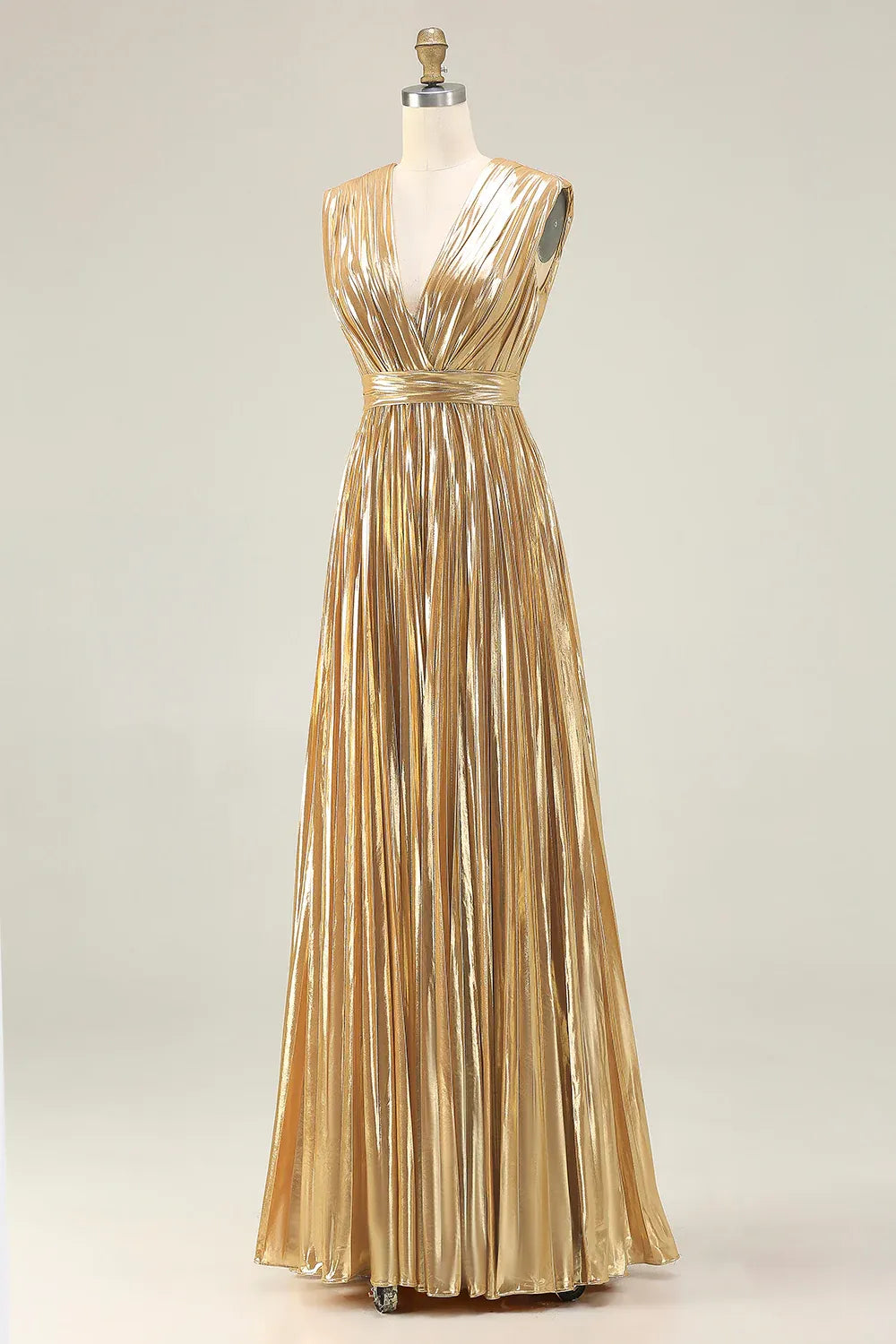Timeless Special Occasion Sophisticated Graceful Stylish Elegant Gold Sleeveless Floor-Length Prom Dress