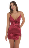 Burgundy Homecoming Dress Plunging V Neck Spaghetti Straps Side Slit A Must - Have for Trend Setting School Dances Memorable Reunions