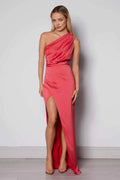 Stylish Refined Beautiful Timeless Chic Elegant Red Satin Sleeveless Floor-Length Prom Dress