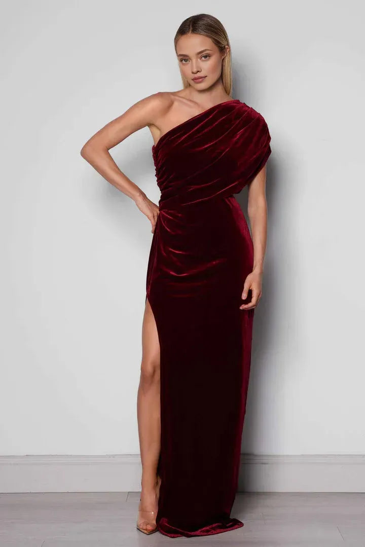 Graceful Stylish Refined Beautiful Elegant Navy Blue Velvet Sleeveless Floor-Length Prom Dress