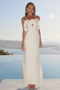 Special Occasion Sophisticated Graceful Stylish Refined Elegant Ivory Satin Sleeveless Floor-Length Prom Dress