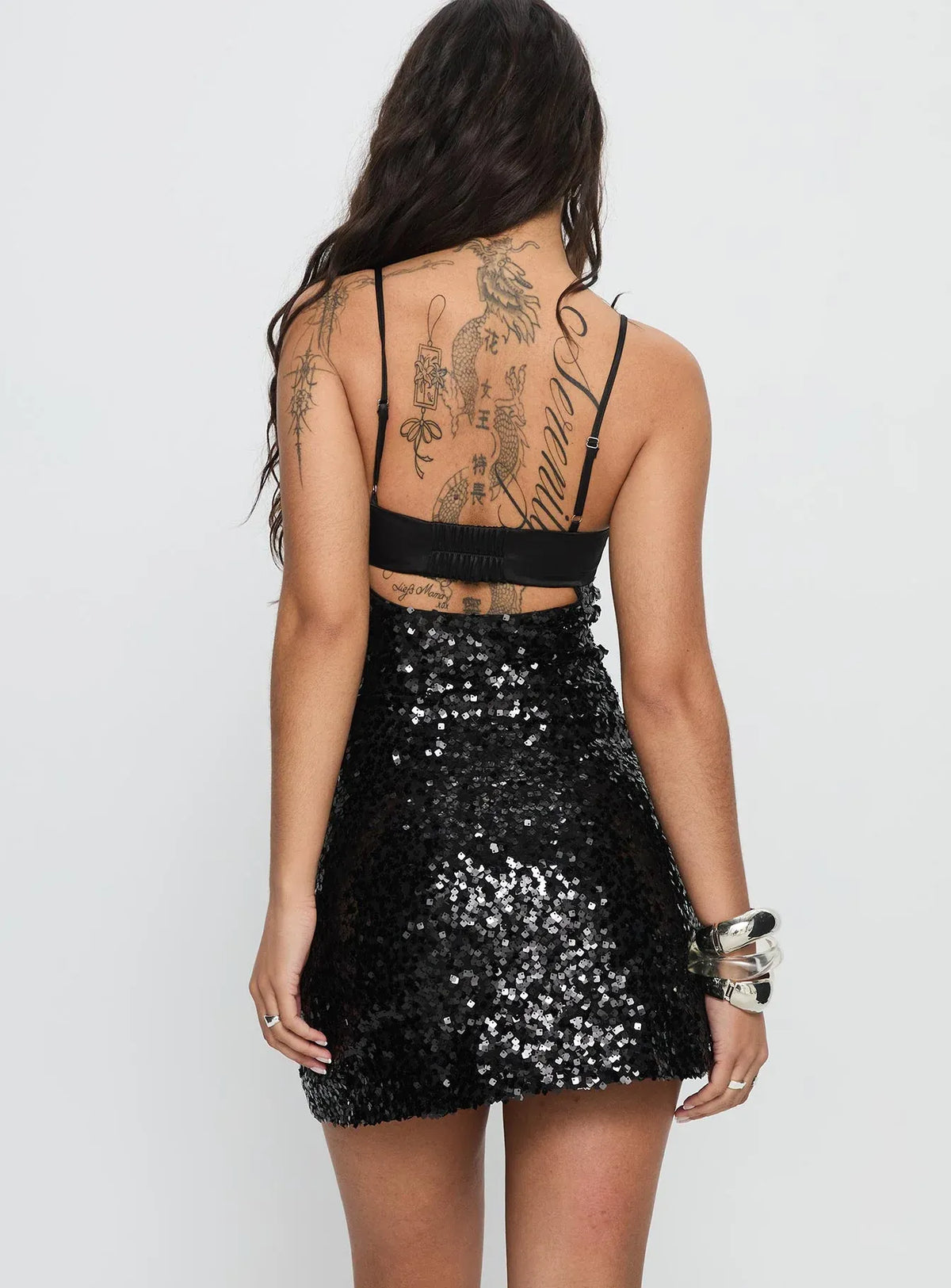 Sophisticated Graceful Stylish Refined Beautiful Elegant Black Sequins Sleeveless Mini Homecoming Dress