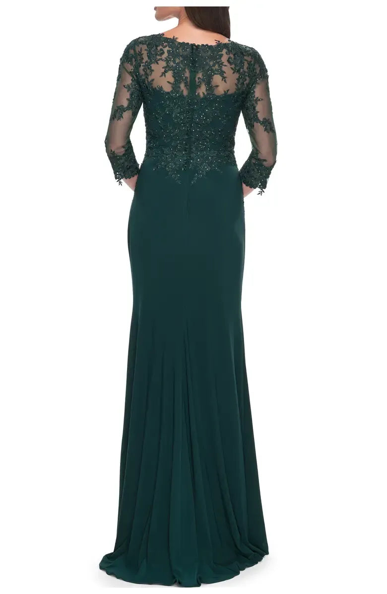 Special Occasion Elegant Emerald Green Chiffon V-Neck Floor-Length Mother of the Bride Dress