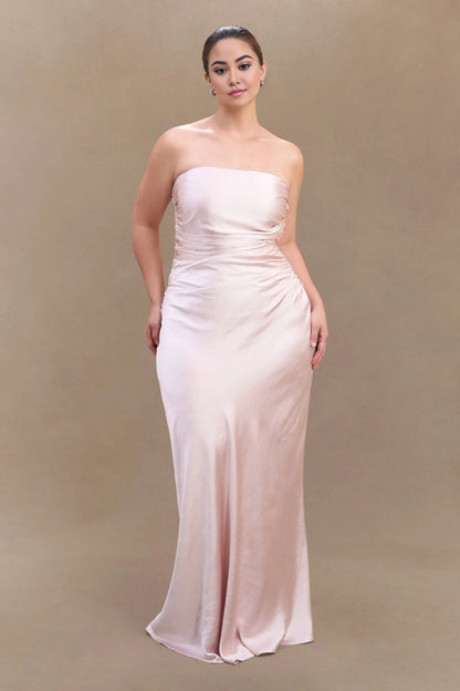 Special Occasion Sophisticated Graceful Elegant Satin Mermaid Strapless Slit Long Prom Dress