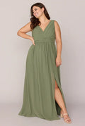 Special Occasion Sophisticated Graceful Stylish Elegant Olive Green Chiffon Sleeveless Bridesmaid Dress