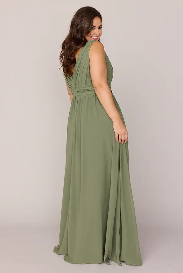 Special Occasion Sophisticated Graceful Stylish Elegant Olive Green Chiffon Sleeveless Bridesmaid Dress