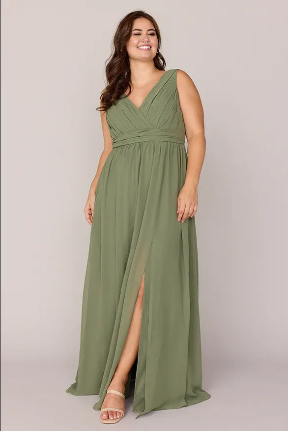 Special Occasion Sophisticated Graceful Stylish Elegant Olive Green Chiffon Sleeveless Bridesmaid Dress
