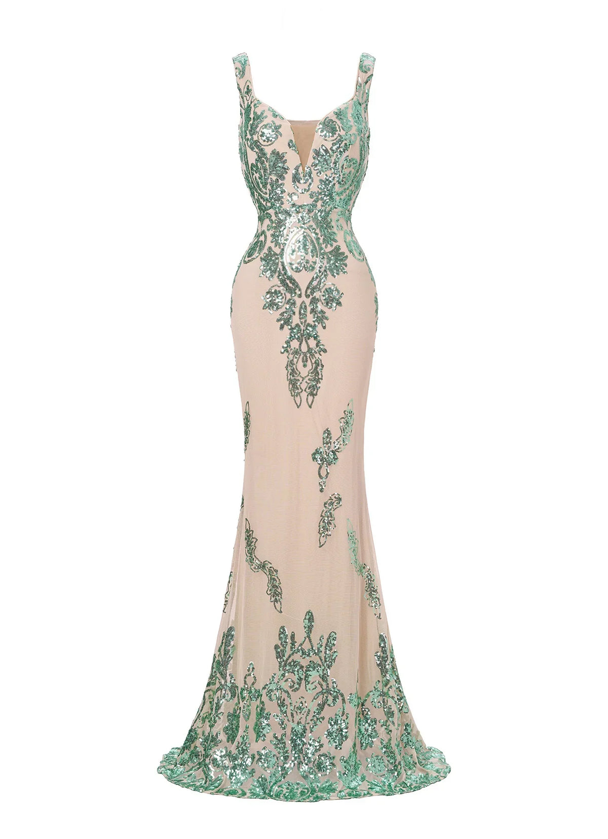 Beautiful Timeless Chic Elegant Red Sequin Mermaid V-Neck Sleeveless Floor-Length Prom Dress