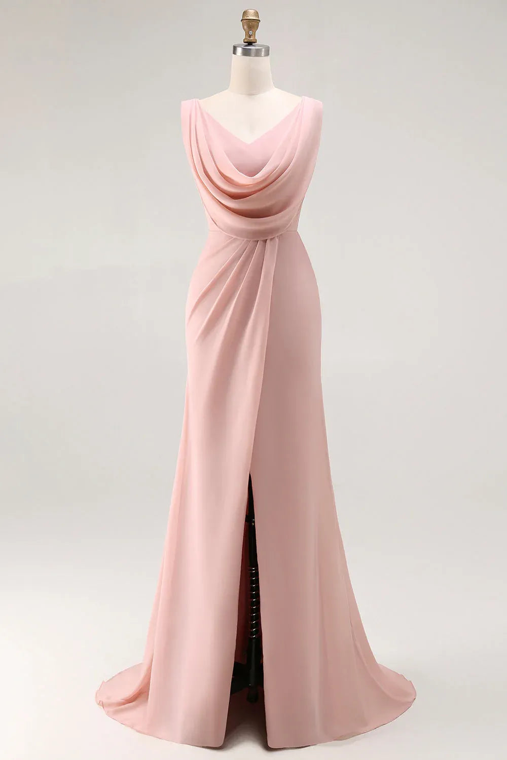 Graceful Stylish Refined Elegant Blush Pink Lace Sheath Sleeveless Floor-Length Prom Dress