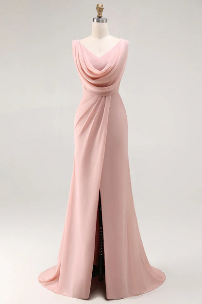 Graceful Stylish Refined Elegant Blush Pink Lace Sheath Sleeveless Floor-Length Prom Dress