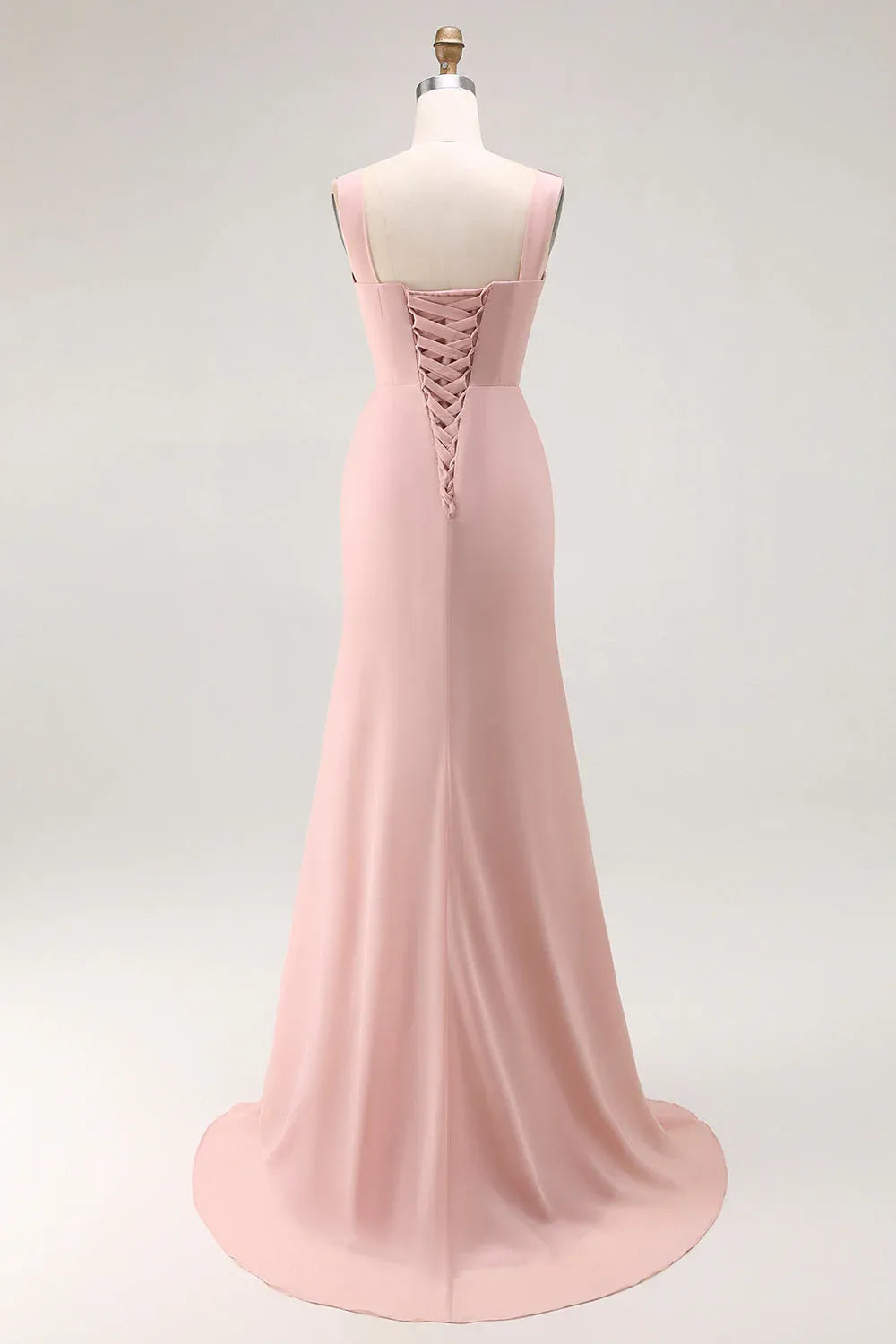 Graceful Stylish Refined Elegant Blush Pink Lace Sheath Sleeveless Floor-Length Prom Dress