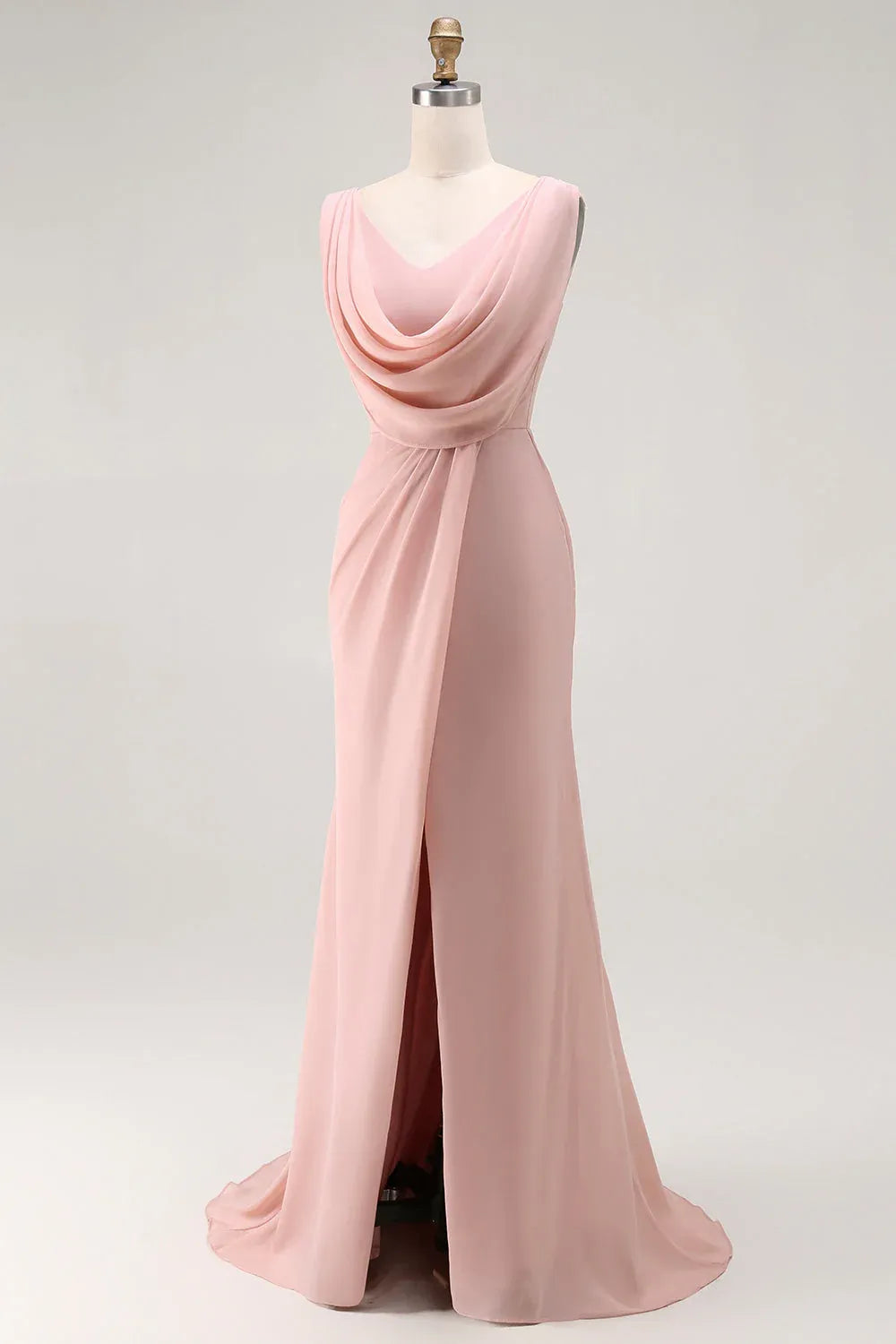 Graceful Stylish Refined Elegant Blush Pink Lace Sheath Sleeveless Floor-Length Prom Dress