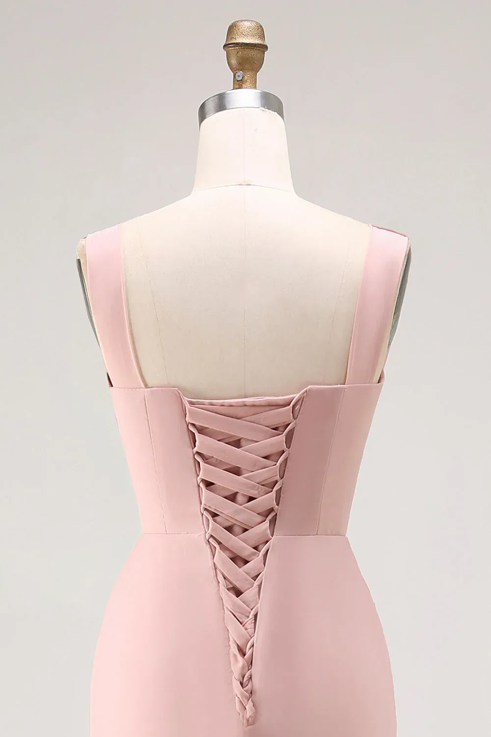 Graceful Stylish Refined Elegant Blush Pink Lace Sheath Sleeveless Floor-Length Prom Dress