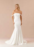 white Off - Shoulder Appliqué Mermaid Sequins Wedding Dress for Brides