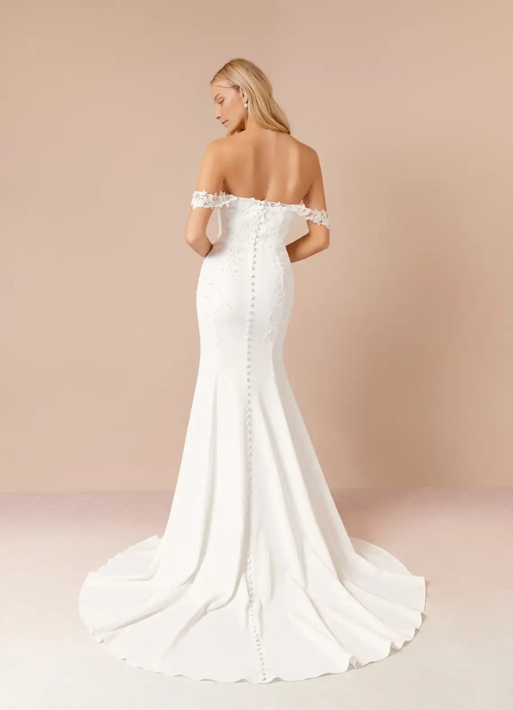 white Off - Shoulder Appliqué Mermaid Sequins Wedding Dress for Brides