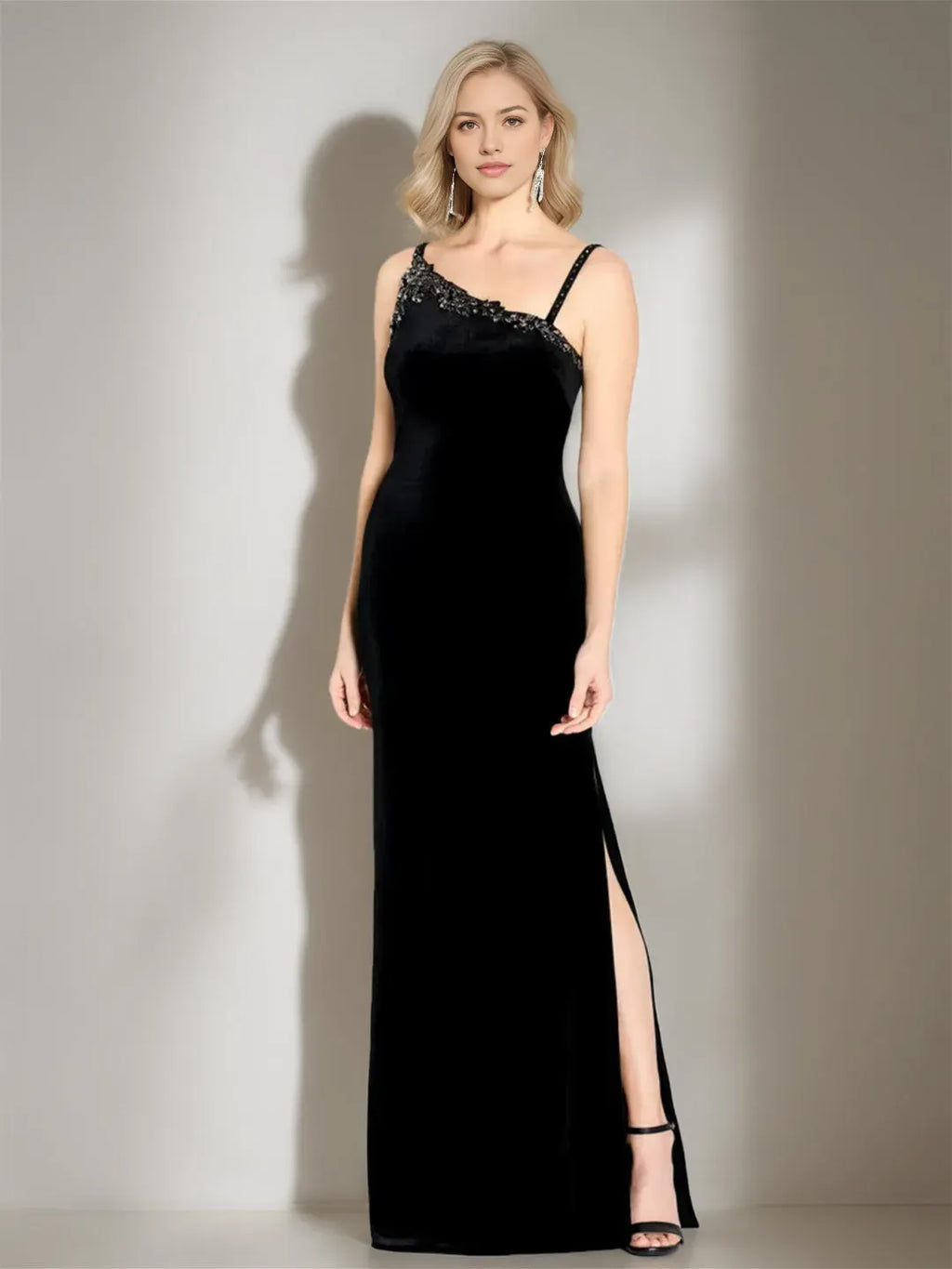 Trumpet Asymmetric Sleeveless Floor Length Mother Of The Bride Dresses With Split Side