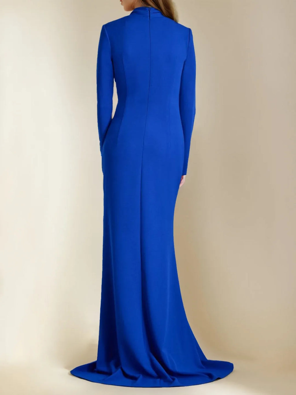 Trumpet V-Neck Long Sleeves Floor-Length Mother of the Bride Dresses with Split Side