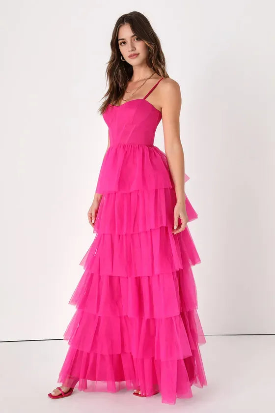 Multi Prom Dress with Spaghetti Straps Sweetheart Neckline and Multi Tie Ruffle Skirt for Elegant Formal Occasions A Perfect Blend of Romance and Glamour
