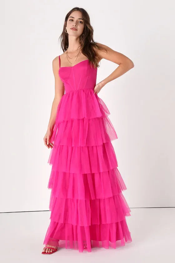 Multi Prom Dress with Spaghetti Straps Sweetheart Neckline and Multi Tie Ruffle Skirt for Elegant Formal Occasions A Perfect Blend of Romance and Glamour