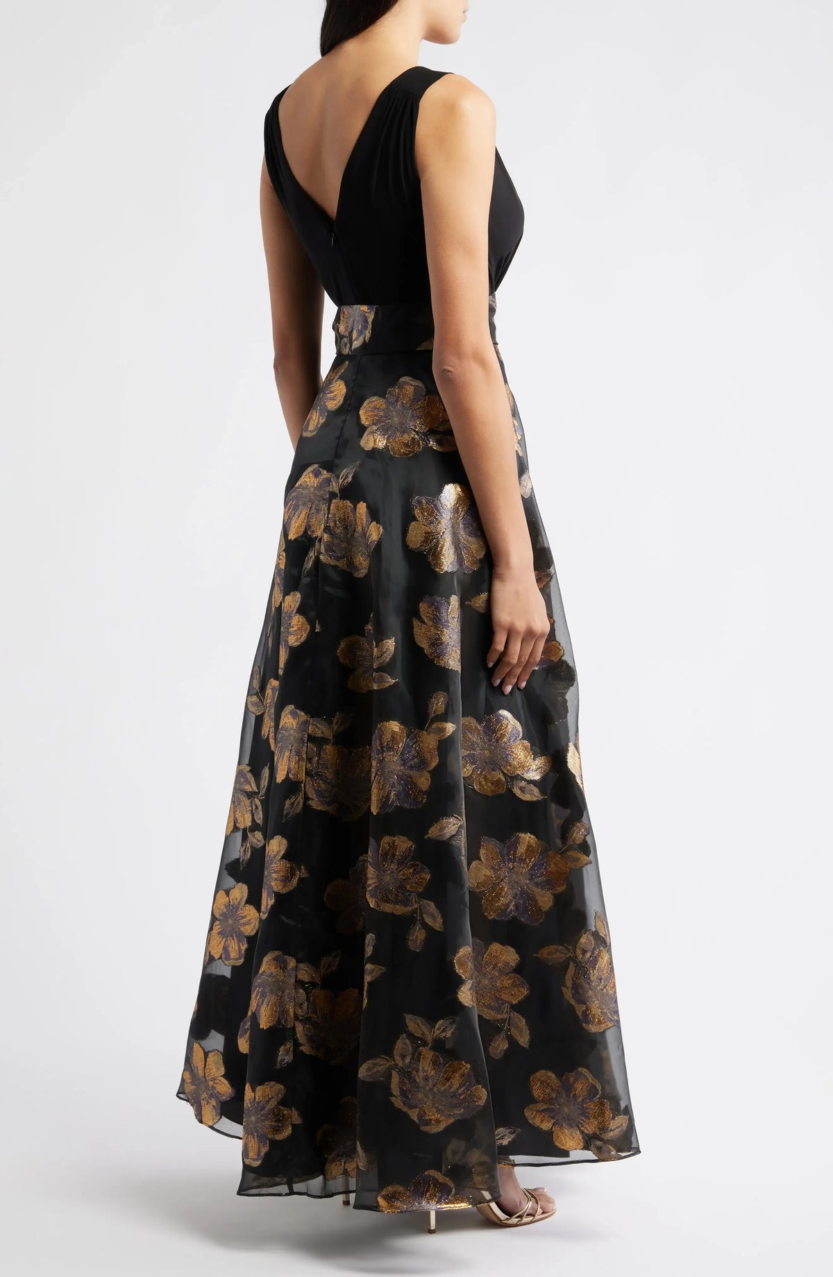 Special Occasion Sophisticated Graceful Stylish Elegant Gold Organza A-Line Sleeveless Floor-Length Prom Dress