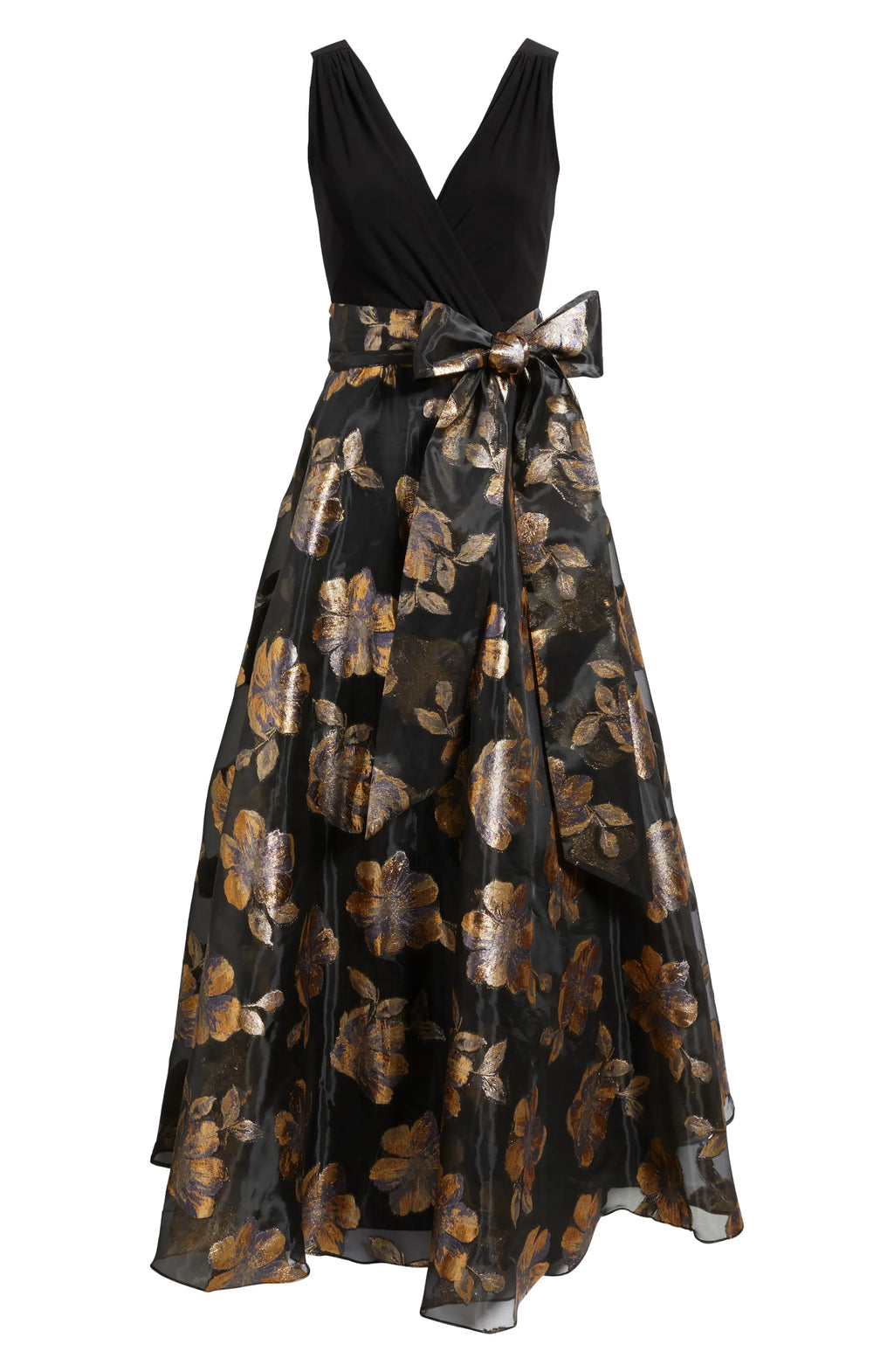 Special Occasion Sophisticated Graceful Stylish Elegant Gold Organza A-Line Sleeveless Floor-Length Prom Dress
