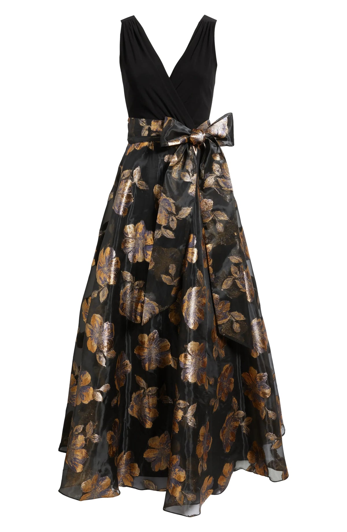 Special Occasion Sophisticated Graceful Stylish Elegant Gold Organza A-Line Sleeveless Floor-Length Prom Dress