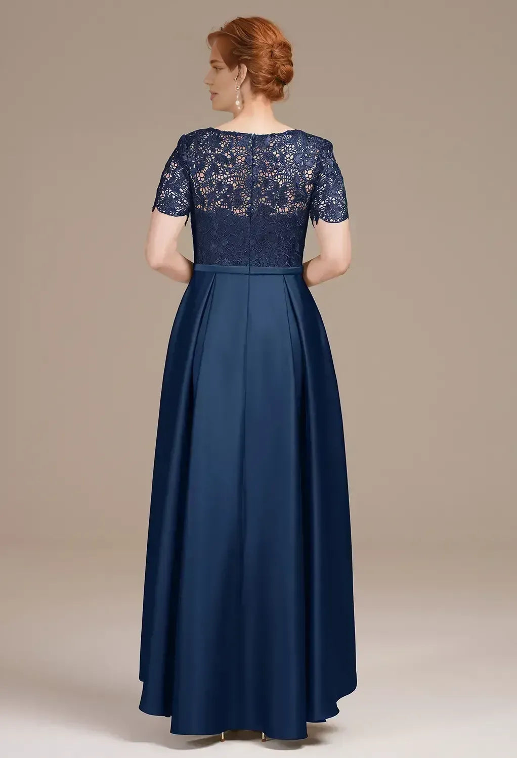 Stylish Elegant Satin A-Line Short Sleeve Short Mother of the Bride Dress