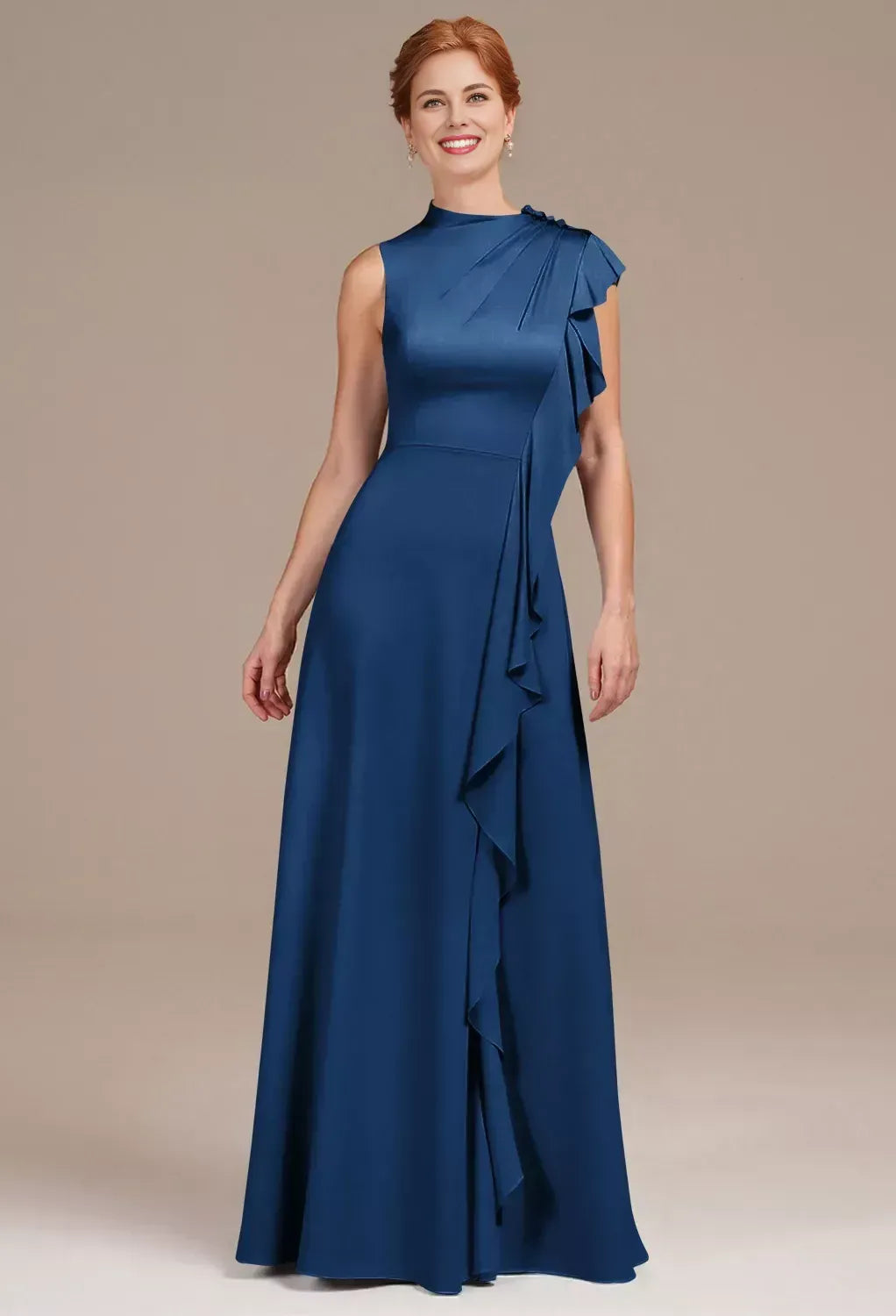 Refined Beautiful Elegant Red Satin A-Line Sleeveless Mother of the Bride Dress