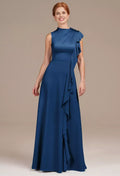 Refined Beautiful Elegant Red Satin A-Line Sleeveless Mother of the Bride Dress