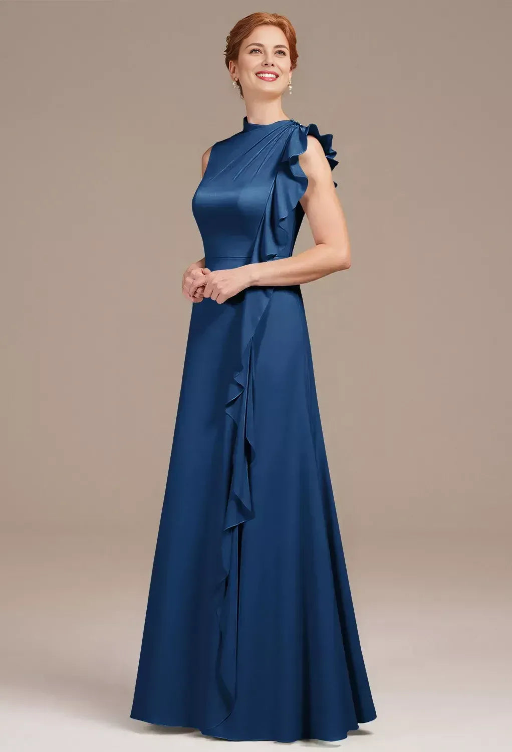 Refined Beautiful Elegant Red Satin A-Line Sleeveless Mother of the Bride Dress