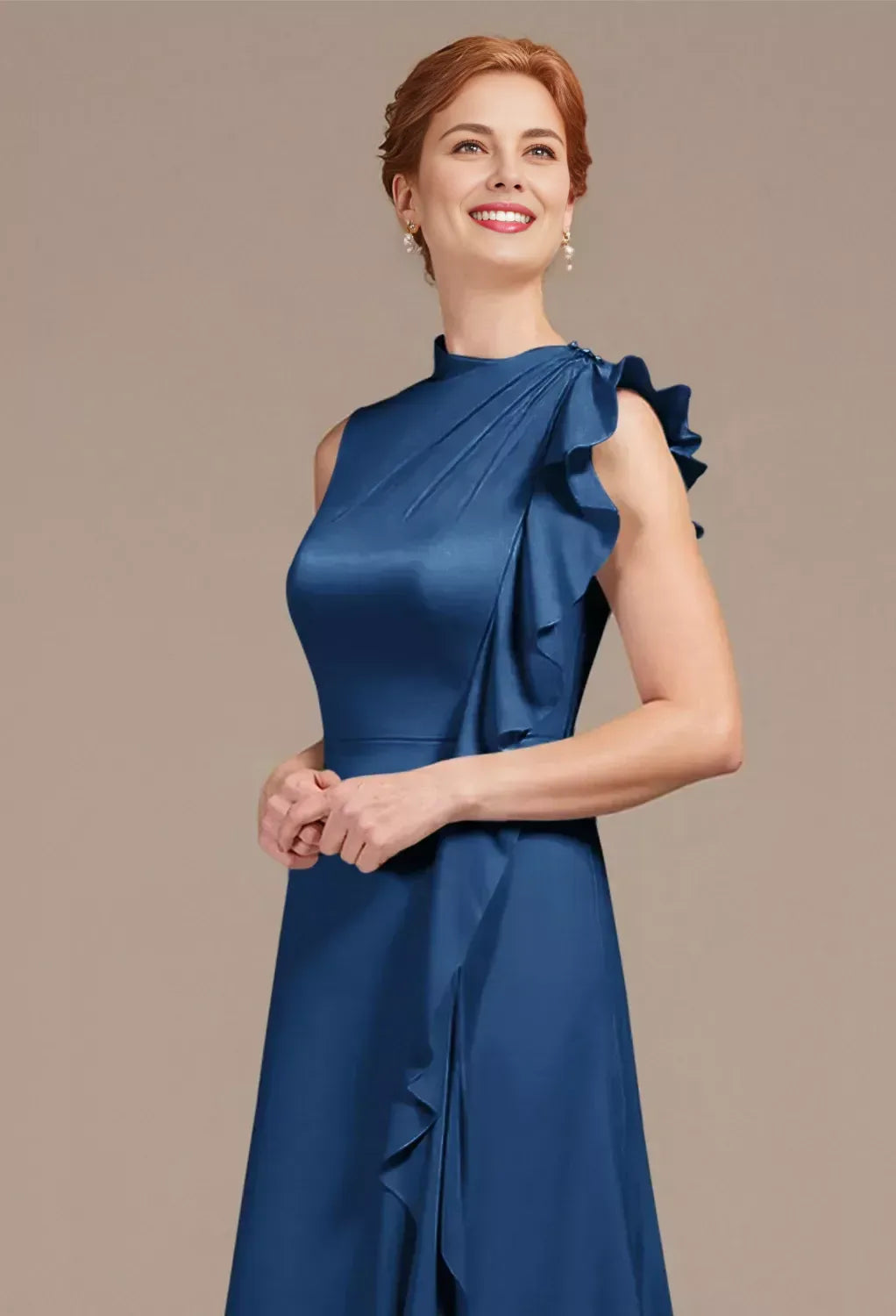 Refined Beautiful Elegant Red Satin A-Line Sleeveless Mother of the Bride Dress