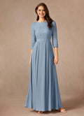 Light Blue Unique Light Mother of the Bride Dresess Sophisticated Bodice 3/4 Sleeves Timeless Pleated Design Stand Out with Classic Elegance