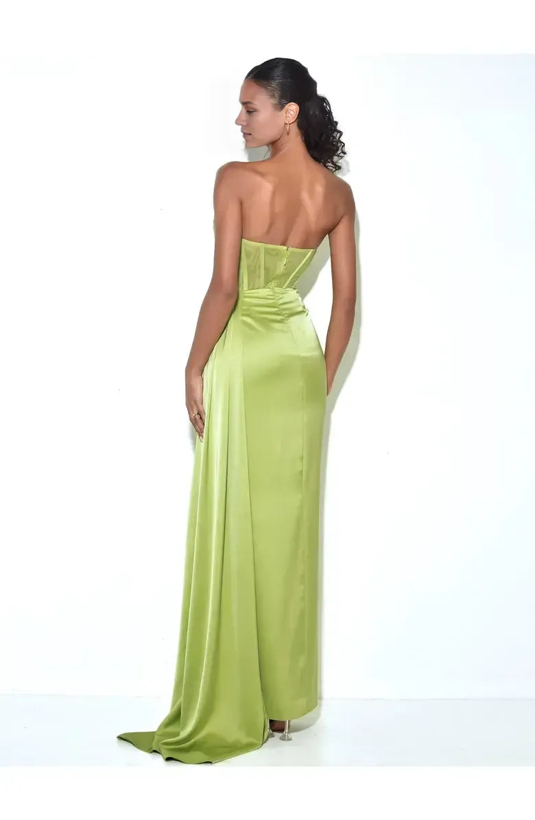 Timeless Special Occasion Elegant Olive Green Satin Mermaid Sleeveless Floor-Length Prom Dress