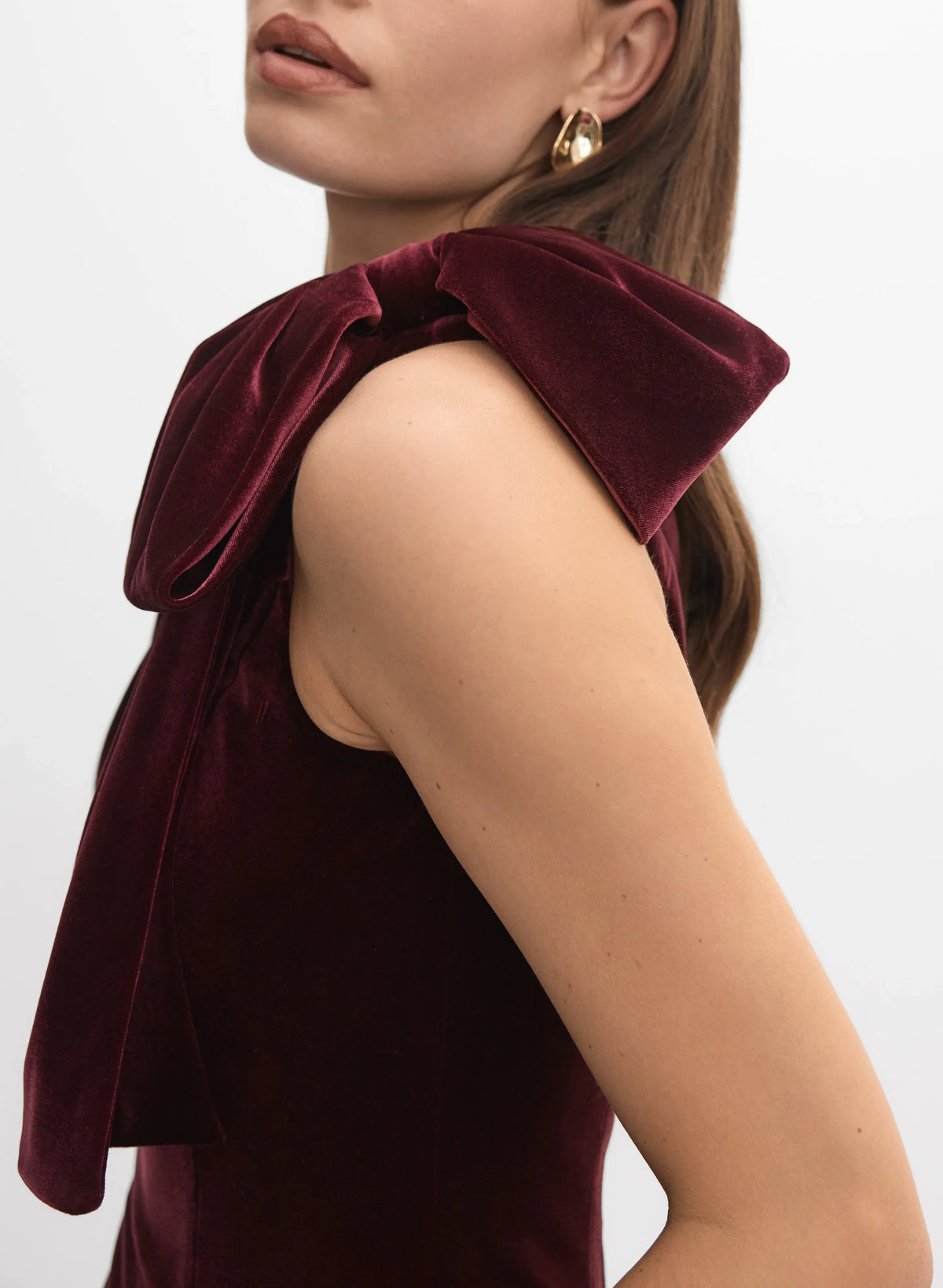 Sophisticated Graceful Stylish Elegant Burgundy Velvet Mermaid One-Shoulder Sleeveless Floor-Length Prom Dress