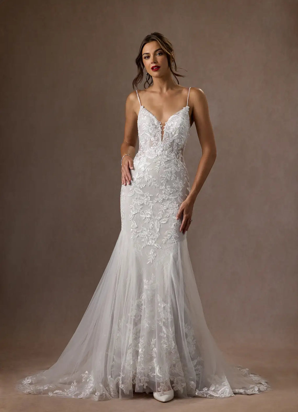 Unique Off Shoulder Mermaid V-Neck Sequins Cape Wedding Dress Sheer Floral Appliqués Plunging Sequins Silhouette Train