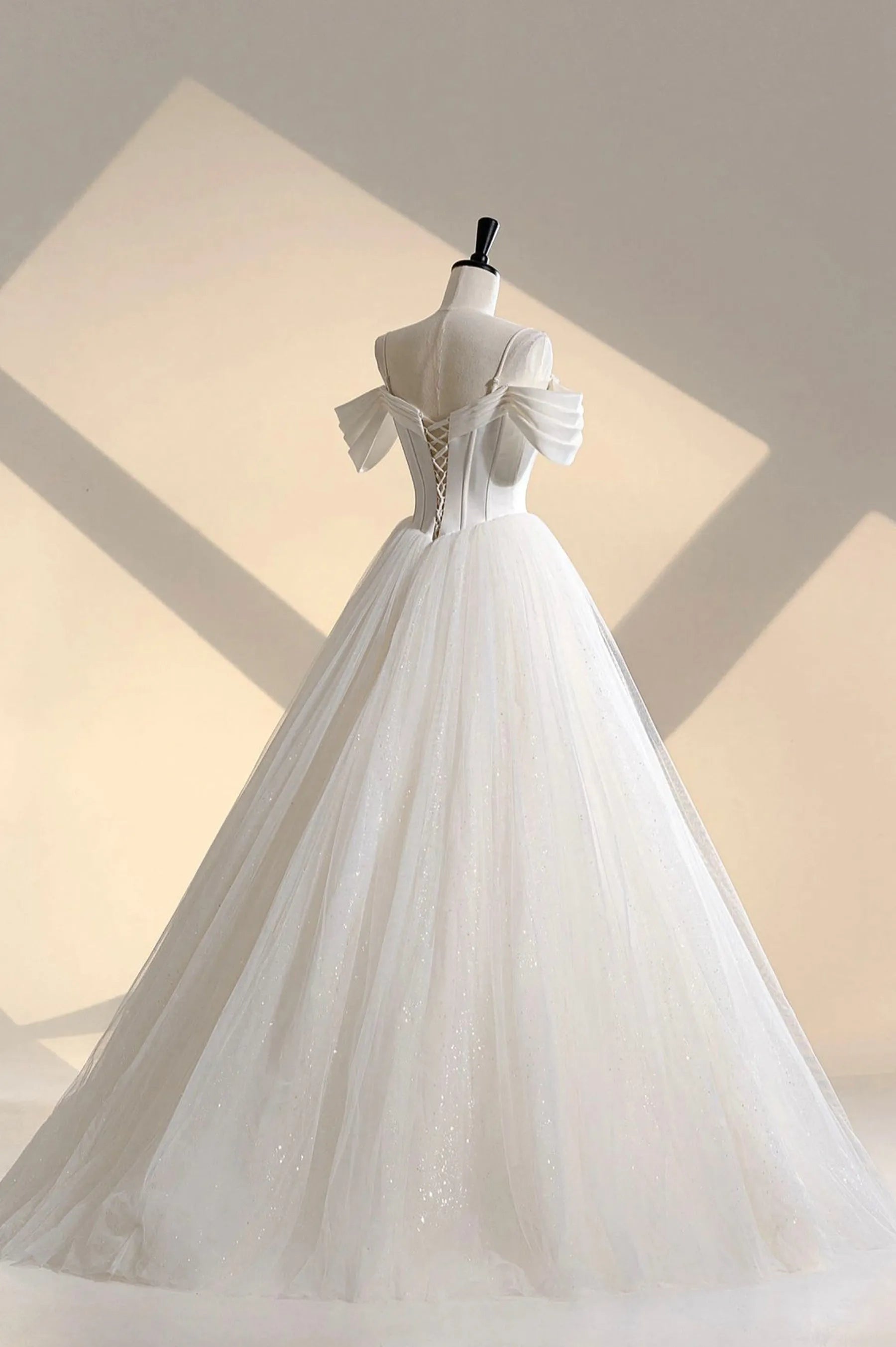 Unique Off the Shoulder Sparkly Wedding Dress