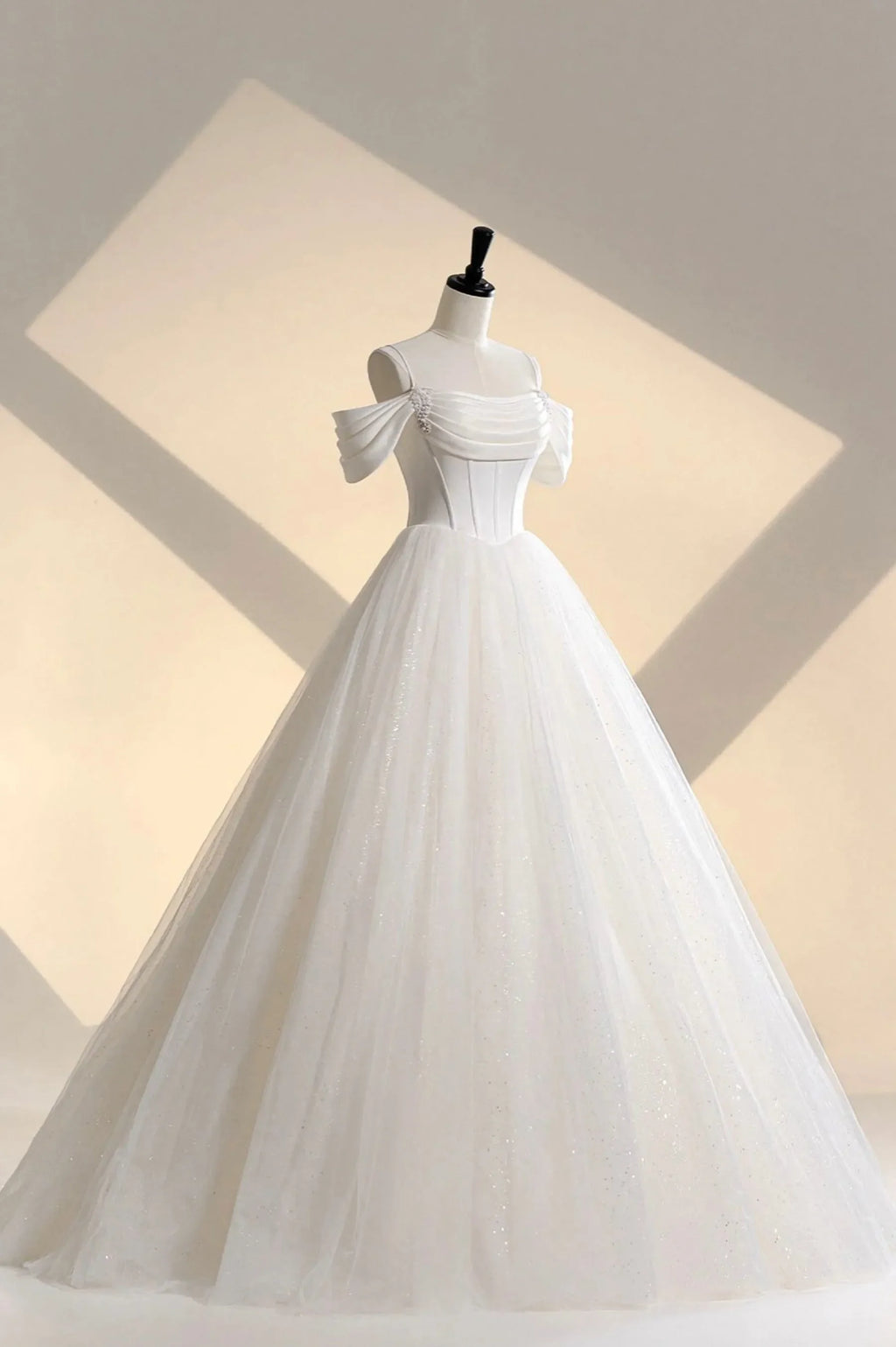 Unique Off the Shoulder Sparkly Wedding Dress