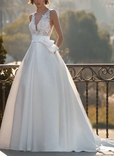V-Neck Ball-Gown Wedding Dresses