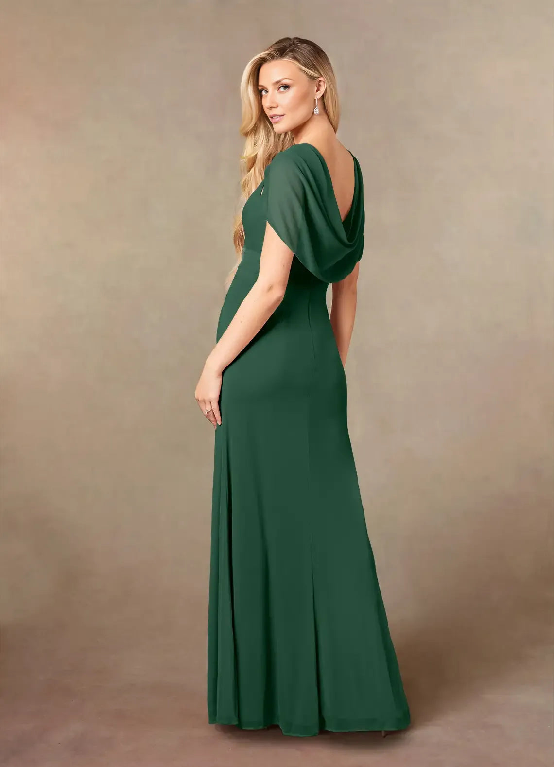 Beautiful Timeless Chic Elegant Mermaid V-Neck Pleated Mother of the Bride Dress