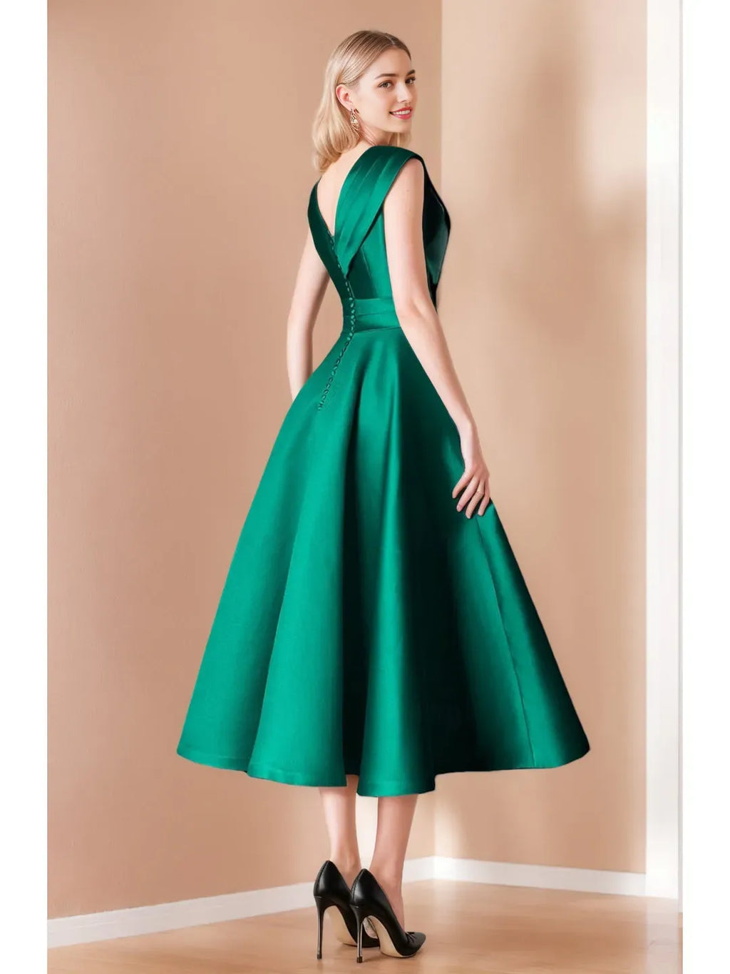 V-Neck Sleeveless Elegant Pleated Mother of the Bride Groom Dresses with Bow Belt