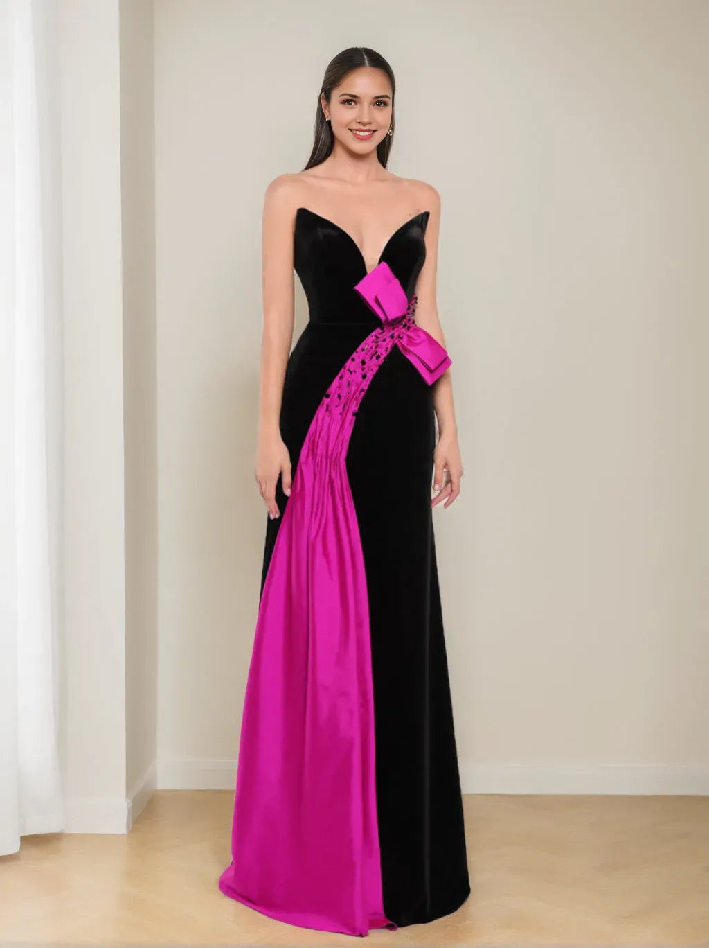 Elegant Red A-Line V-Neck Sleeveless Classic-Back Floor-Length Prom Dress