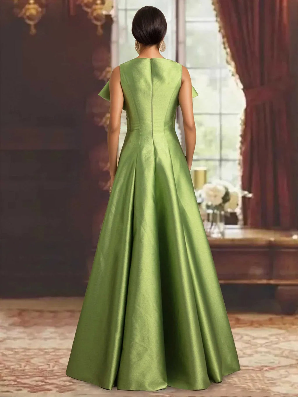 V-Neck Sleeveless Unique Mother Of The Bride Dresses with Ruffles