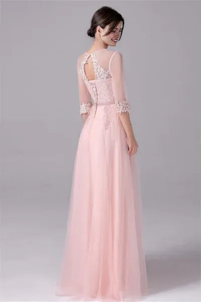 V-neck A-Line Floor Length Long sleeves mother's dress