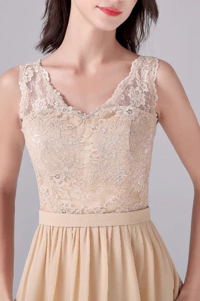 V-neck strap Backless sleeveless Knee Length mother's dress