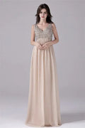 V-neck strap Floor Length Sleeveless Backless mother's dress