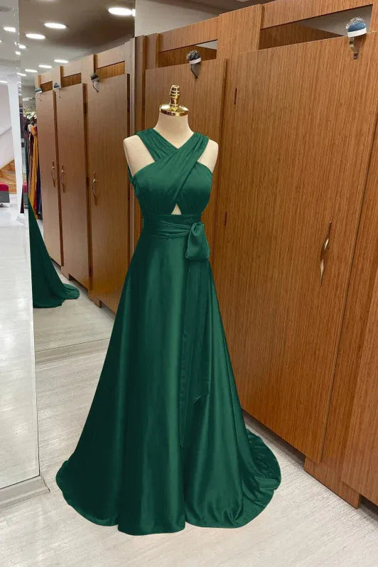 Yellow Vibrant A-line V-neck Sleeveless Cutout Mustard Floor-length Prom Dress
