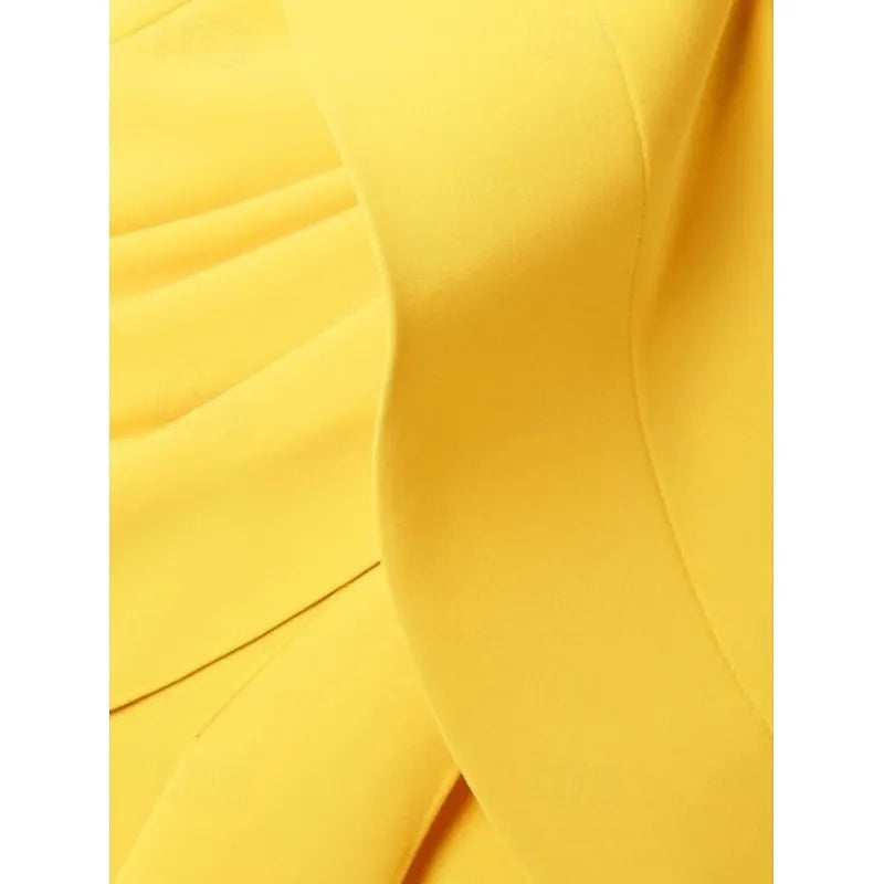 Yellow Vibrant Sheath One-Shoulder Ruffled Floor-Length Evening Dress